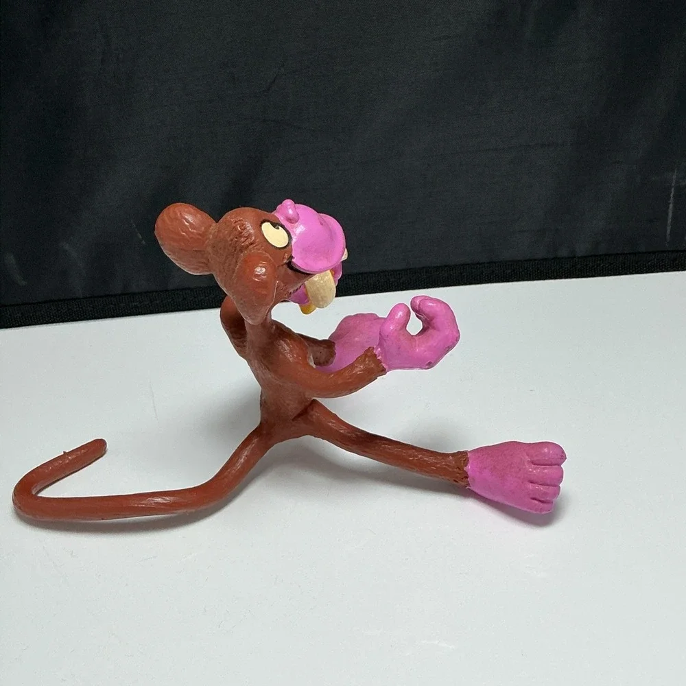 VINTAGE 1970s German Hoechst AG Promo Bendy Monkey Toy Figure Pink Face Banana